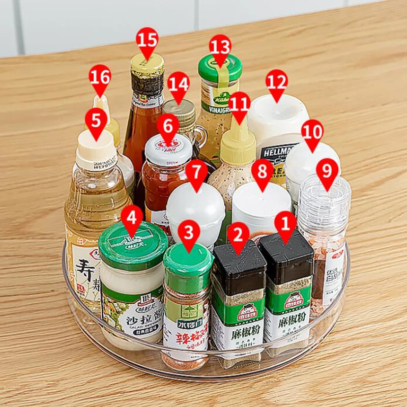 

1/2/3 Layer Spice Rack Kitchen Organizer Storage Rack Storage Box Shelf Kitchen Accessories 360 Degree Rotating Fruit Dish