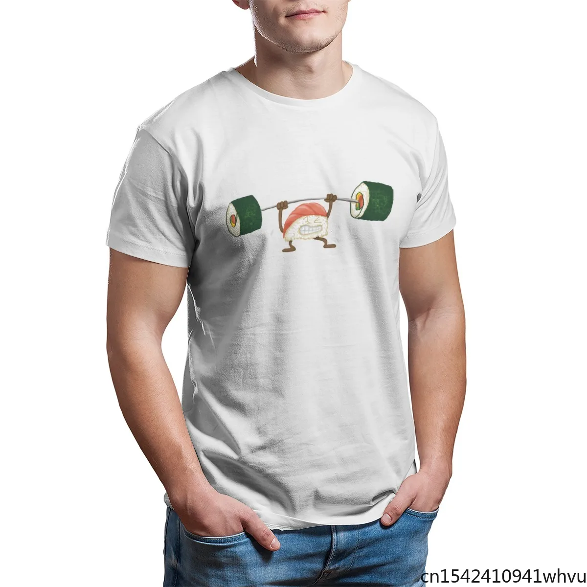 

Funny Weightlifting Sushi Fashion Games Short Sleeve Men T Shirts Print Vintage Unisex Summer Trend Soft O-neck