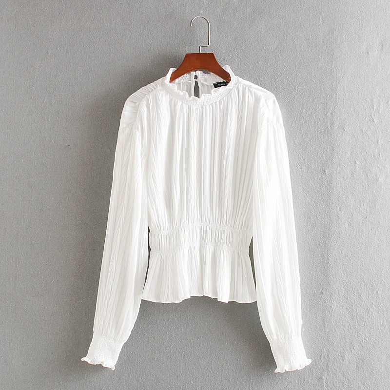 Стильная женская блузка весна 2020 новая мода сморщенные Атласные Рубашки