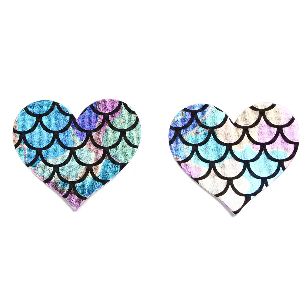 

Sexy Colorful Laser Chest Stickers Mermaid Scales Holographic Heart Nipples Sticker Sequin Invisible Bra Nipple Cover