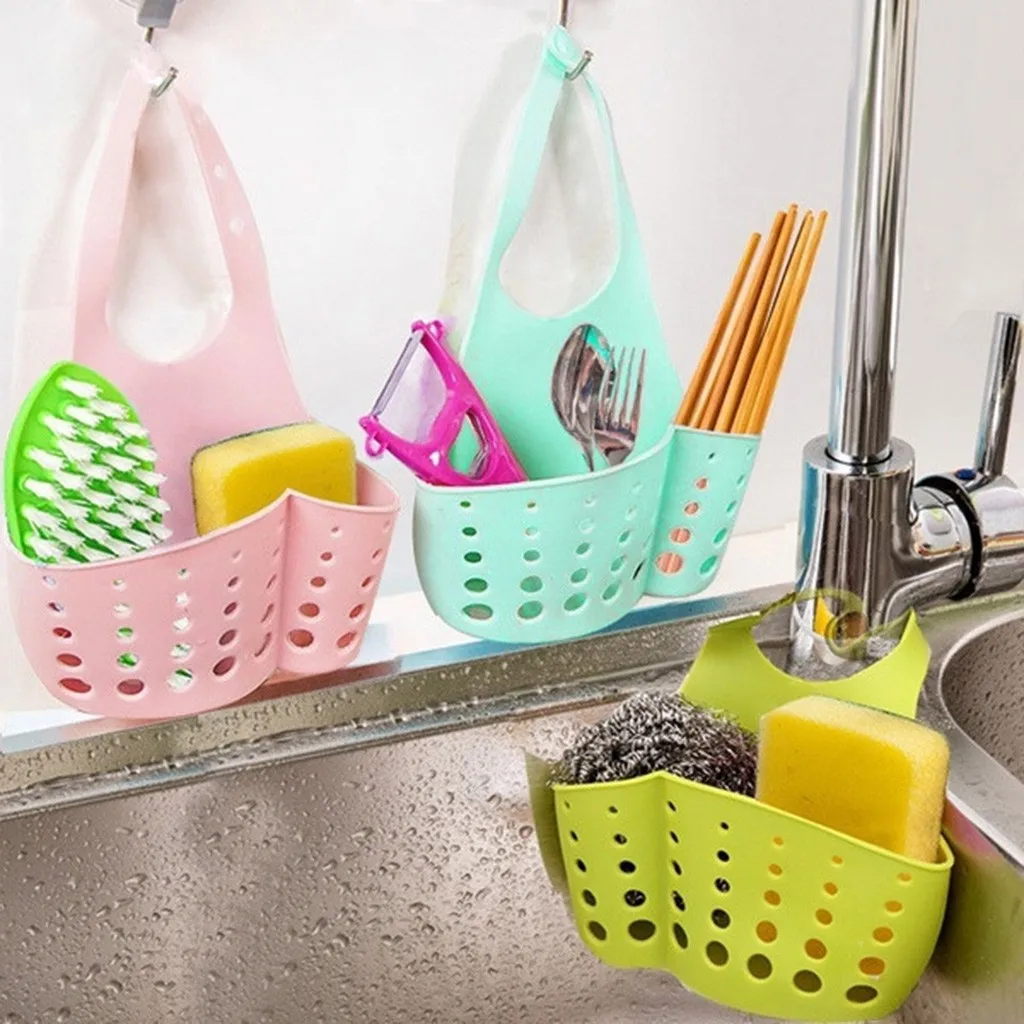 Kitchen Utensils Gadgets Portable Basket Home Hanging Drain Bag Bath Storage Tools Sink Holder Accessories #25 | Дом и сад