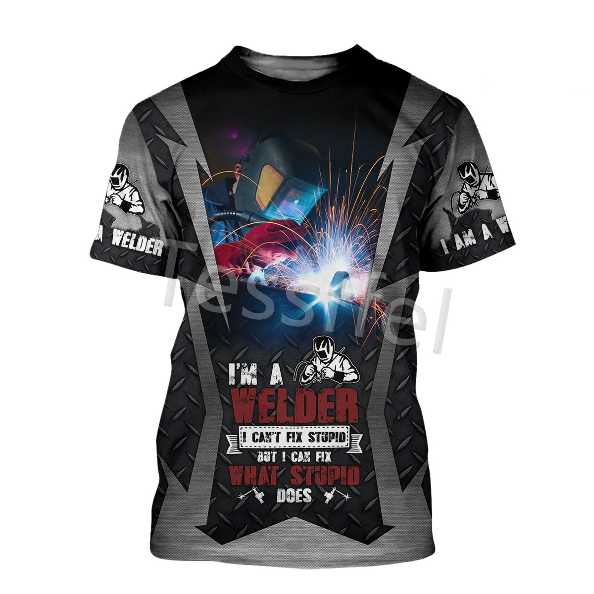 

Tessffel 3Dprinted Professional Welder Worker Newfashion Summer Men's t-shirt Harajuku Unisex Top Breathable Short Sleeve Style2