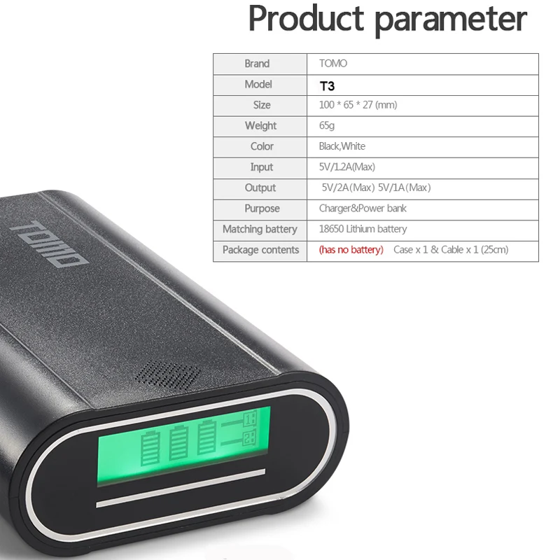 TOMO T3 USB Li-Ion интеллектуальное зарядное устройство Портативный ЖК-дисплей умный DIY