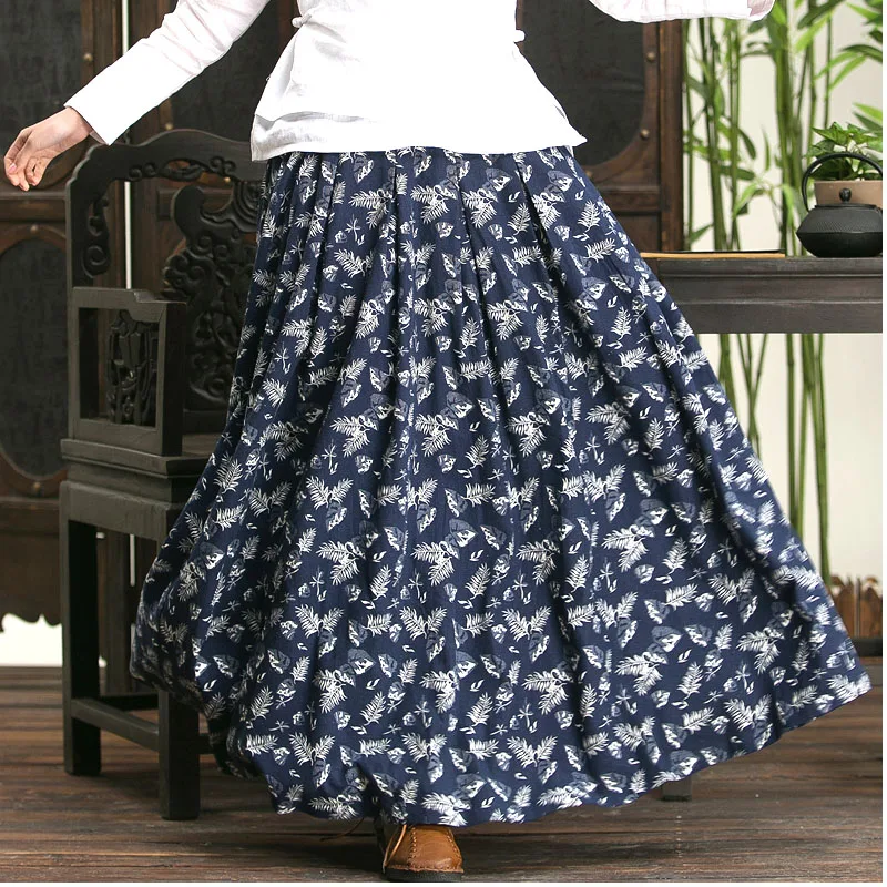 

Размера плюс 5XL 6XL с цветочным принтом из хлопка и льна с Повседневное Plissee плиссированные Женские трапециевидной формы женские юбки в стиле ...