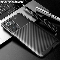 keysion shockproof case for redmi note 10 10 pro carbon fiber texture silicone phone back cover for xiaomi redmi note 10 pro max