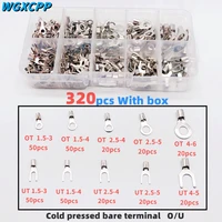 320pcs boxed cold press terminal u shaped o shaped copper nose terminal brass wire and cable power connector 0 5 4mm square