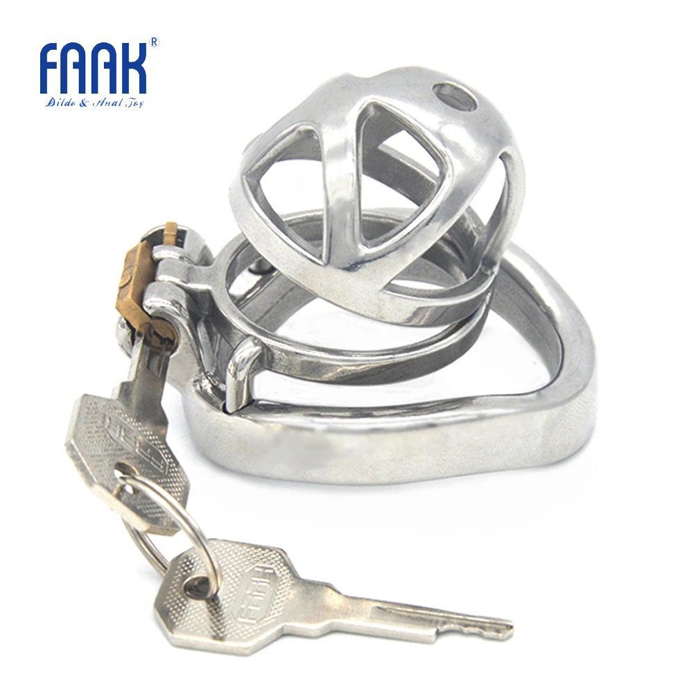 Мужской Пояс верности FAAK из нержавеющей стали клетка для пениса Изогнутое Кольцо Запираемые секс игрушки