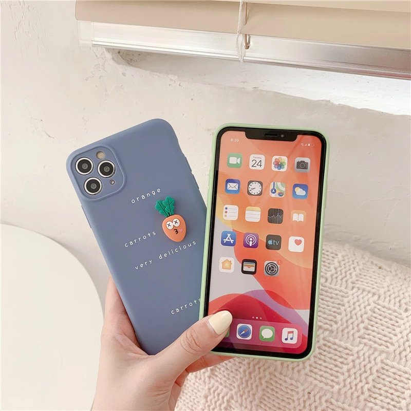 Lovebay Cute 3D Fruit Case For iPhone 11 Pro XS Max XR X 8 7 Plus SE 2020 Carrot Peach Soft Silicone Candy Color Back Cover NEW | Мобильные