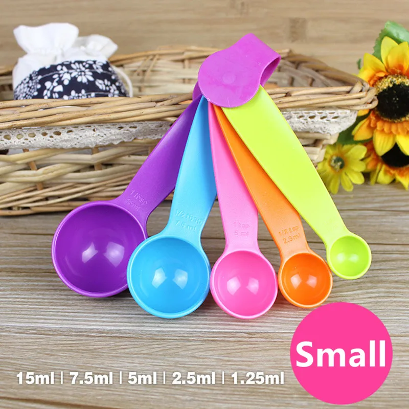 5pcs/set Measuring Spoons Color Plastic Sugar Coffee Tea Spoon Cake Baking Flour Cups Home Daily Kitchen Cooking Tools | Дом и сад