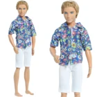 1 комплект Летняя мужская одежда в гавайском стиле рубашка с цветочным принтом белые короткие брюки Одежда Аксессуары для куклы Барби для куклы Кена игрушка