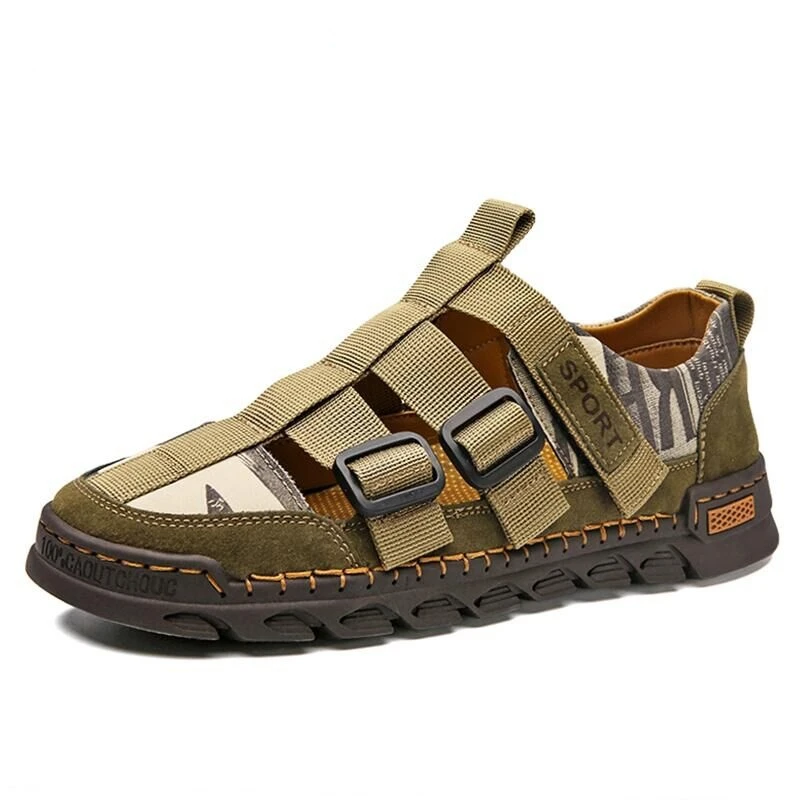 

Мужские кожаные сандалии, пляжные босоножки с прострочкой, модные уличные повседневные кроссовки, размеры 38-48, лето, 2020