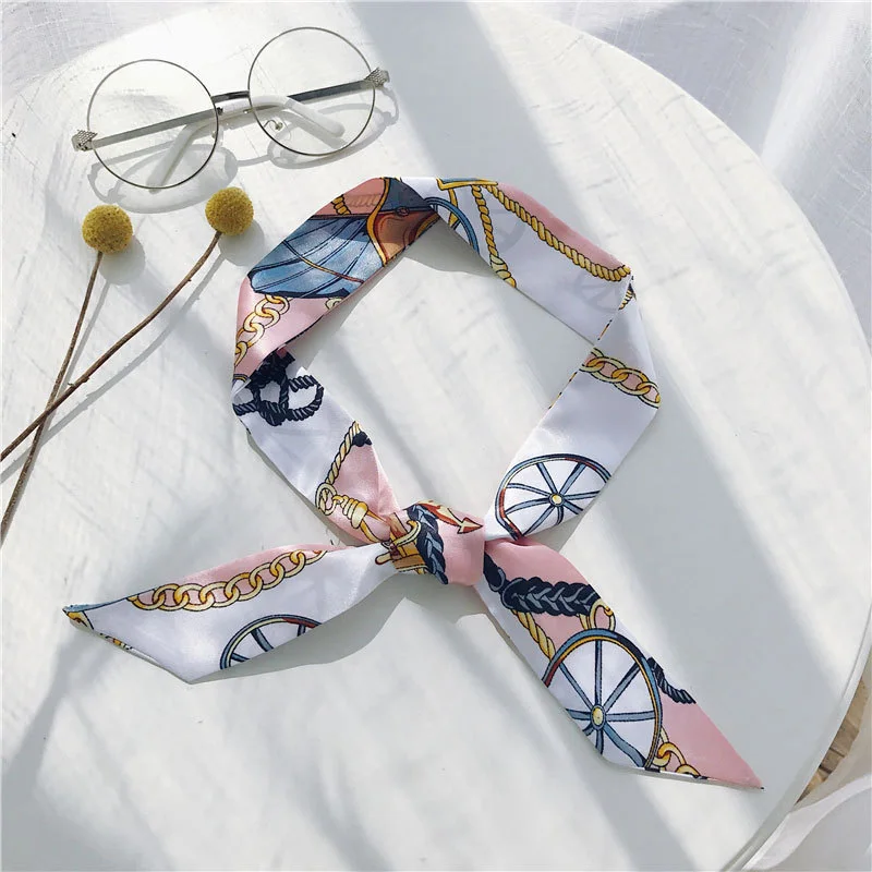 

Temperament Women Scarf Autumn Silk Scarf Small Ribbon Colorful Elegant All-match Concise Printed Personality Neckerchief