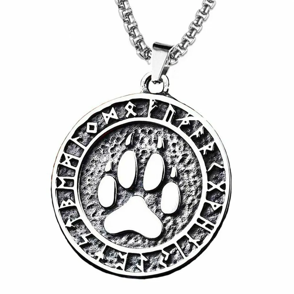 

Mens Norse Rune Viking Bear Paw Claw Necklace Pendant Stainless Steel