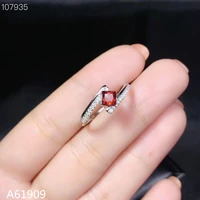 kjjeaxcmy fine jewelry 925 sterling silver inlaid natural garnet female ring support detection mini