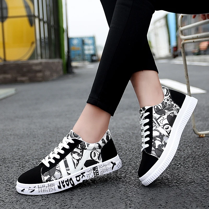 

Women Black Platform Sneakers Casual Vulcanized Shoes 2021 Autumn Plus Size 35-44 Lover Shoes Zapatillas Mujer