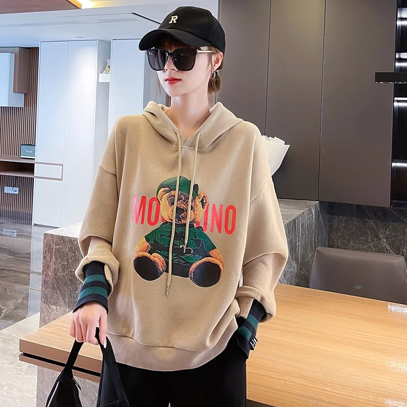 

Taojing 80632021 осень новый свитер с капюшоном с принтом для женщин