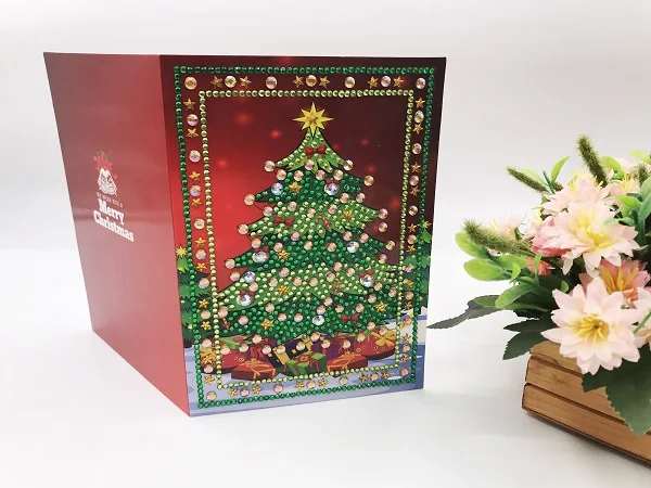 HK09 Shirliben 5d Diy бриллиантовый рисунок Рождество карты 4 шт. 8 шт. Алмазная мозаика Emboridery бусины Полный пользовательский Новогодний подарок с фигуркой Санты человек - Цвет: HK09
