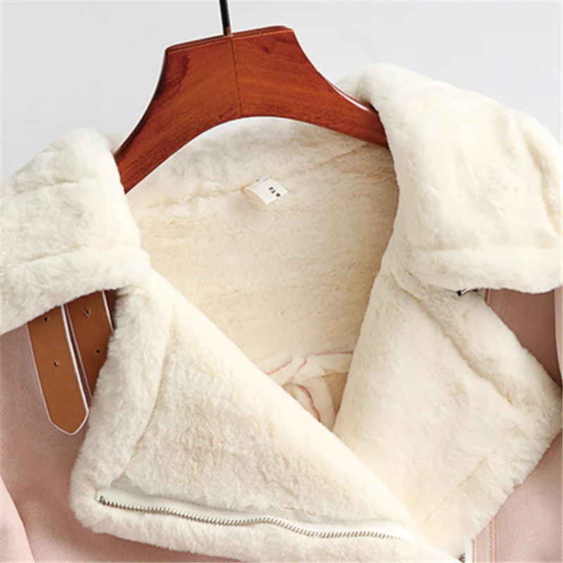 Зимняя замшевая куртка женские Куртки из искусственной овечьей шерсти пальто