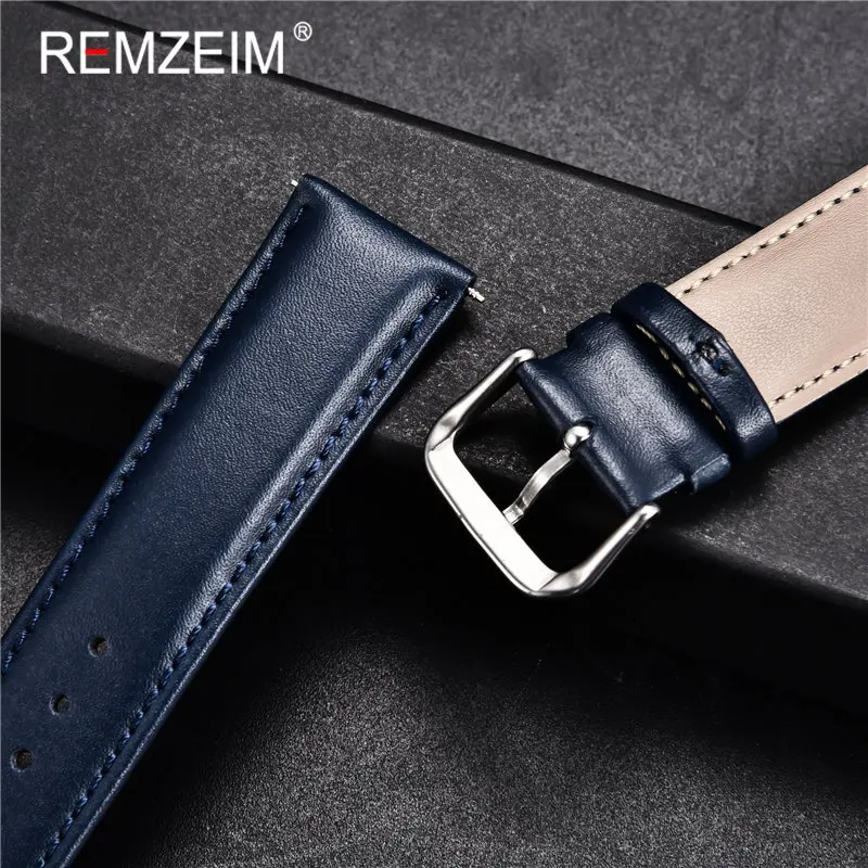 Calfskin Leather Watch Strap 14mm 16mm 18mm 20mm 22mm Watchband For Women Men Watch Accessories Solid Buckle Blue Red Green images - 6