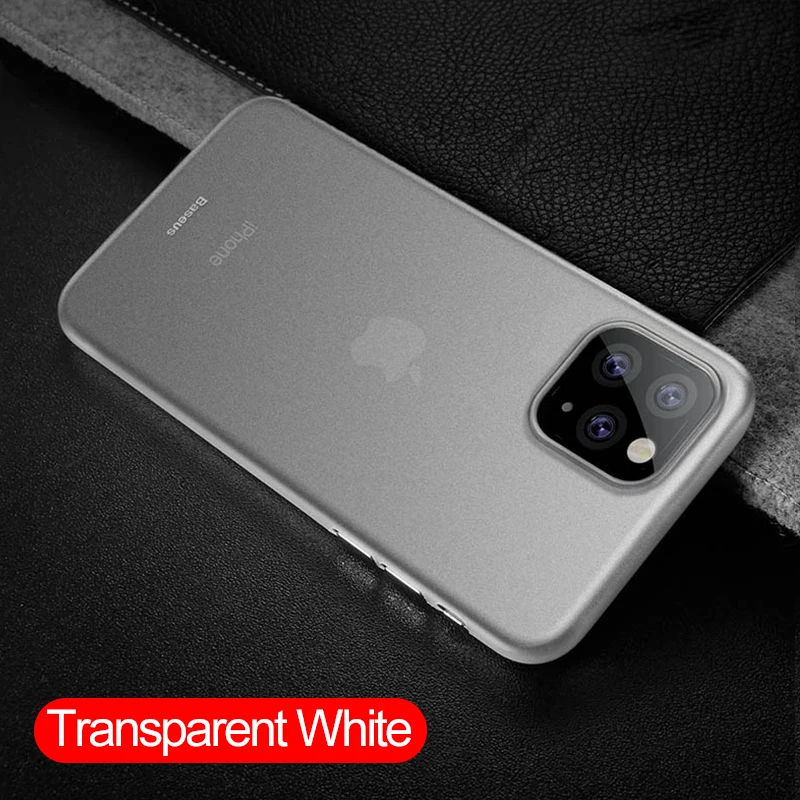Transparent White Роскошный чехол для телефона Baseus для iPhone 11 Pro Max Xs Max Xr X 11Pro, задняя крышка 0,4 мм, Ультратонкий чехол из полипропилена для iPhone11 - Цвет: Transparent White