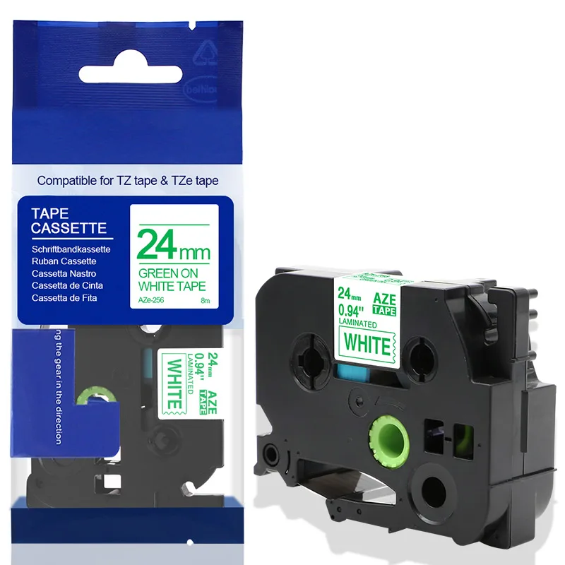 Green on White Labelife 1 шт. многоцветный 24 мм черный на белом tze251 TZ251 TZe-251 TZe251 совместим с Brother p touch label tape p-touch 7600 - Цвет: Green on White