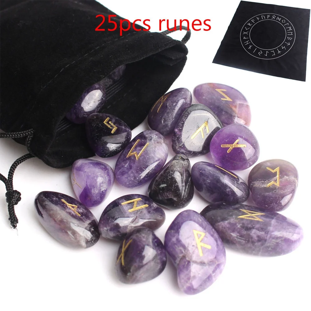25 шт. натуральная Лапка аметист кристальная Руна фиолетовые руны гадание