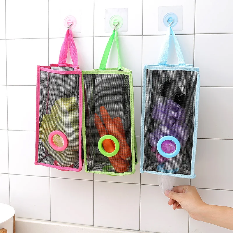 

Zero Waste Mesh Bag Reusable Kitchen Eco Friendly Products Hanging Organizer Dispensador Bolsas Basura Rangement Cuisine JQ