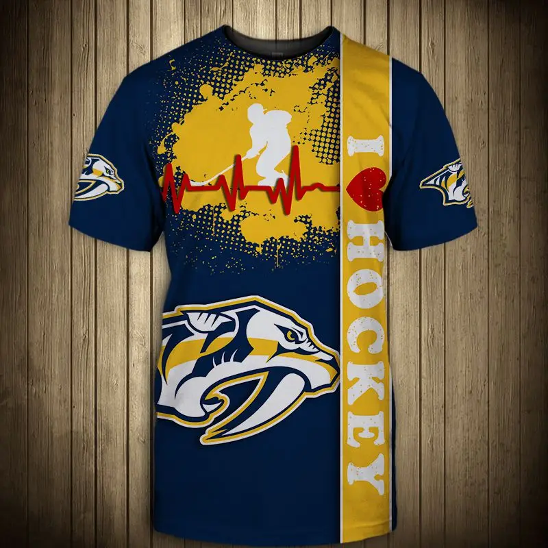 

Summer Casual Tops Nashville Rally Racing T-Shirt Men's Fashion Yellow Blue Stitching Graffiti Tiger Print Predators T-shirts