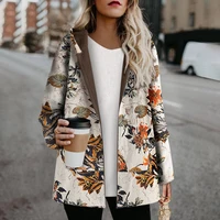 womens cotton clothing linen cotton printed padded jacket plus velvet thick padded coat