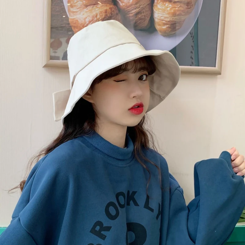 Sun Visor Straw Hat Female Bell Basin Ladies Sweet Fisherman Bow Spring And Summer New Style Beach Ins Bucke | Аксессуары для