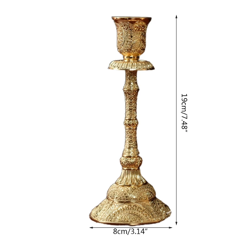 

Set of 2 Taper Candle Holders Vintage Metal Pillar Candlestick Holders Elegant B H3CC