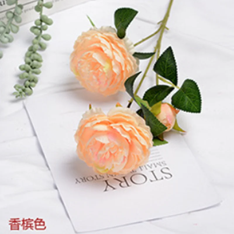 65 см Высокое качество 3 головки Пион Искусственные Шелковые цветы для украшения