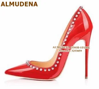 color7 12cm heel Альмудена Очаровательная золотого цвета с заклепками, на высоком каблуке женские туфли-лодочки бежевый и черный цвета Лакированная кожа Украшенные шипами туфли для ночного клуба настоящая фотография; Прямая поставка - Цвет: color7 12cm heel