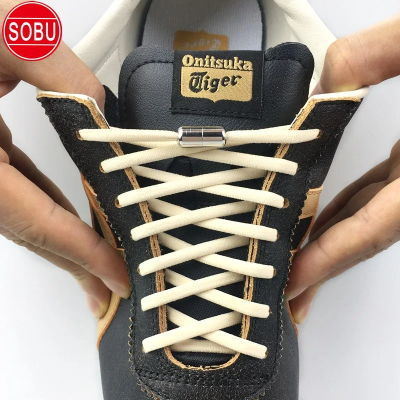 1Пара круглых эластичных шнурков без перекручивания No tie Shoelaces для детей и взрослых кед Sneakers Shoelace Quick Lazy 21 Color Shoestrings on.