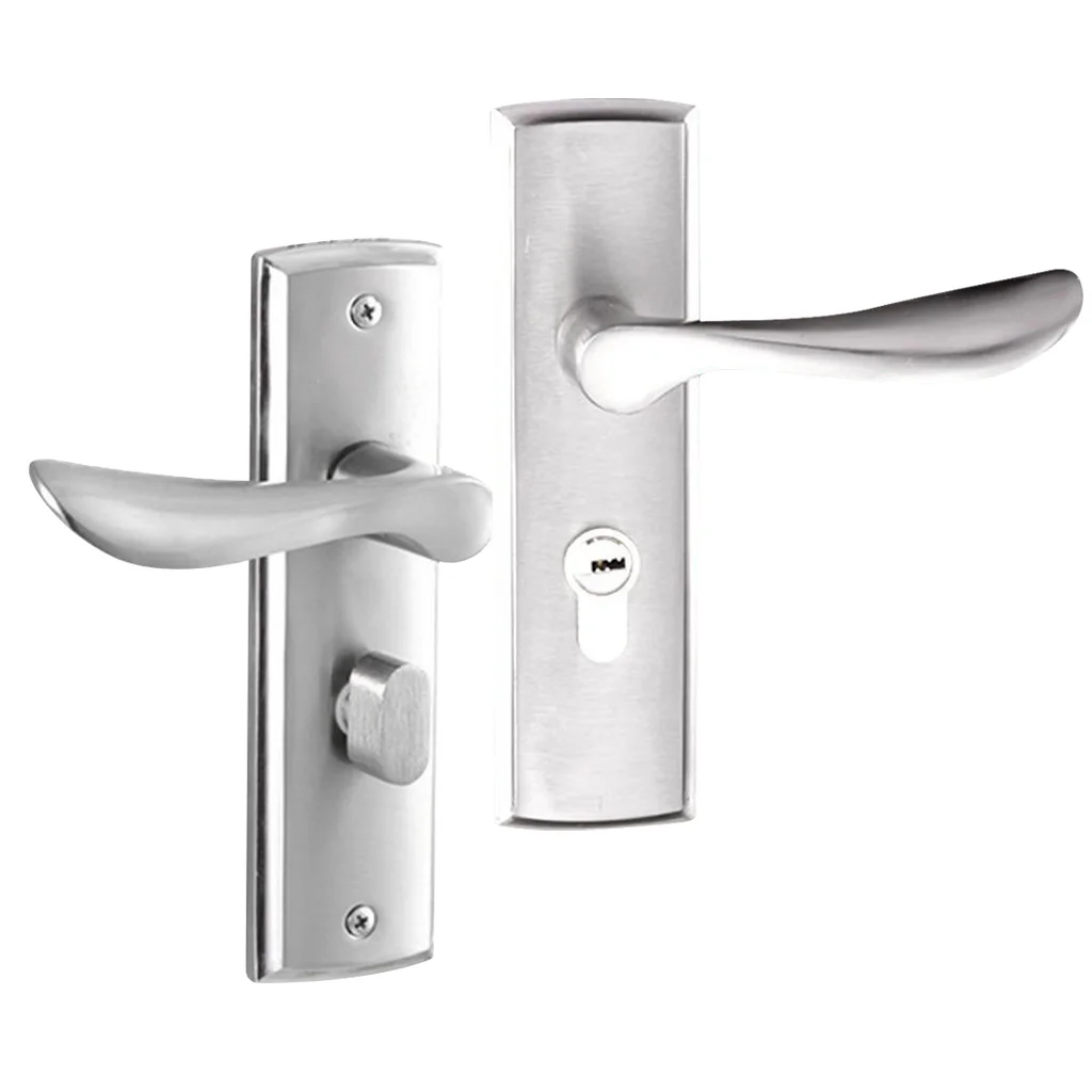 

Хромированный внутренние дверные ручки в комплекте, дверной замок с защелкой, для ванной, спальни, с ключами, механический замок, благородны...