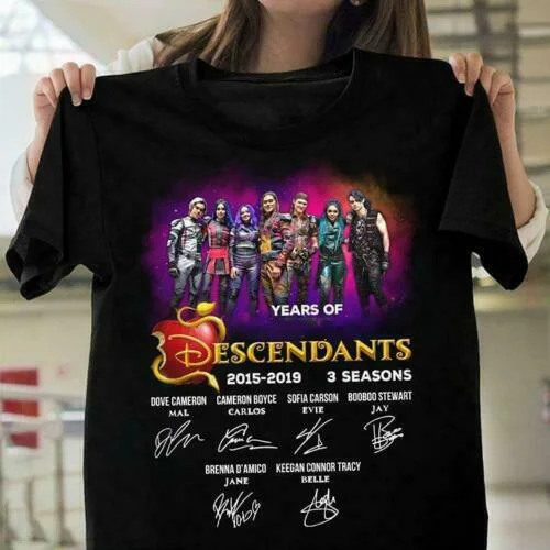 S 6Xl черная хлопковая рубашка унисекс с надписью Descendants 04Th anniversary|Мужские футболки|