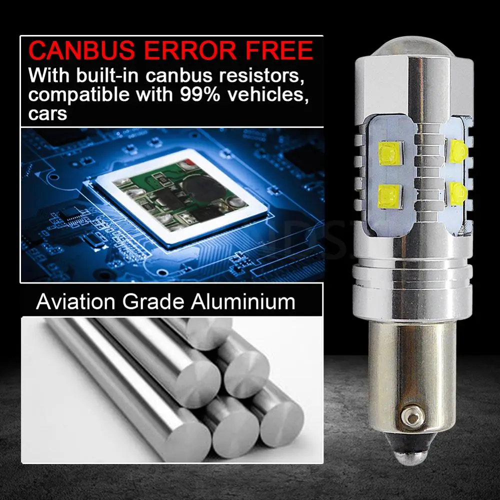 Суперъяркая светодиодная автомобильная лампа Canbus 50 Вт 680 лм 10 smd BA9 BA9S BAX9S H6W BAY9S H21W 12