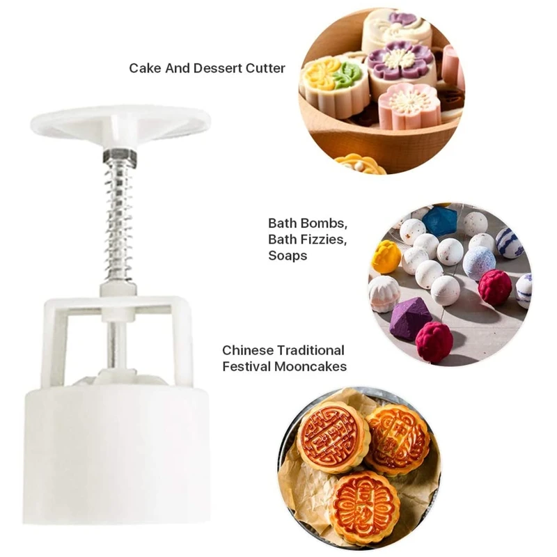 

F2TE 100g 10pcs Cookie Stamps Moon Cake Mold Set, DIY Cookie Press Mid Autumn Festival Decor Cake Cutter Mold