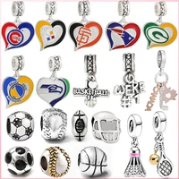 2pcslot team pendant rugby football badminton beads suitable for making bracelets baneles necklaces gifts event memorial