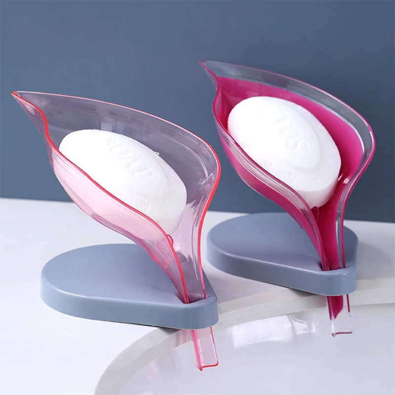 

Коробка для мыла в форме листа, держатель для мыла в ванной комнате, поднос, силиконовая присоска, нескользящая дренажная пластиковая короб...