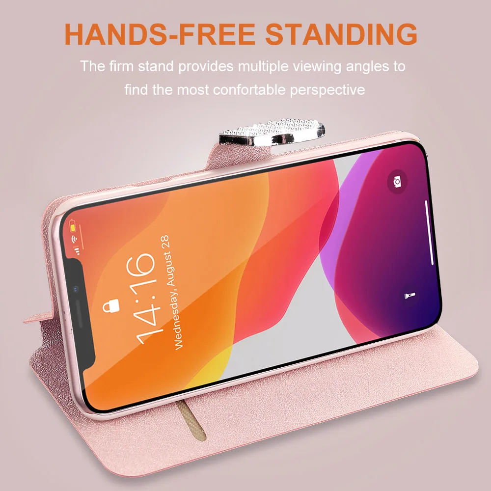 Чехол-книжка для IPhone 11 Pro Max X XS XR 7 8 Plus 6 6S SE2020 12 Mini с отделением карт противоударный |