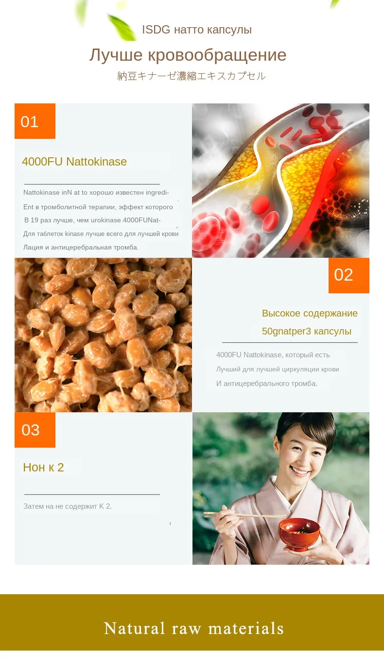 ISDG Natto капсулы соевый изофлавон DHA EPA добавки 4000FU для лучшего кровообращения. 60 капсул