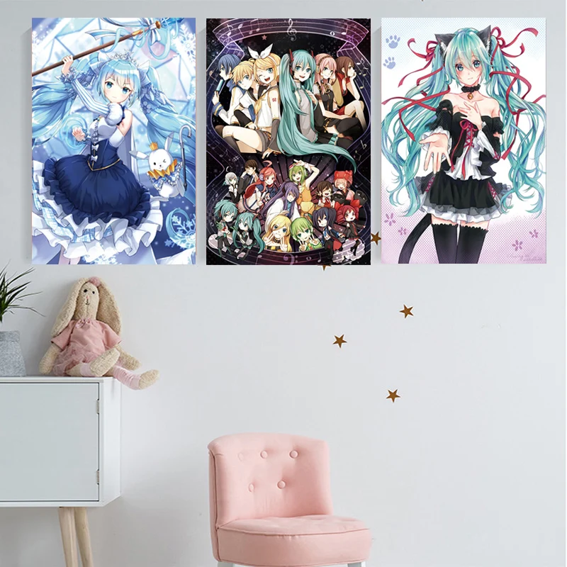 Постер Hatsune Miku аниме плакаты декоративные картины на холсте для стены спальни