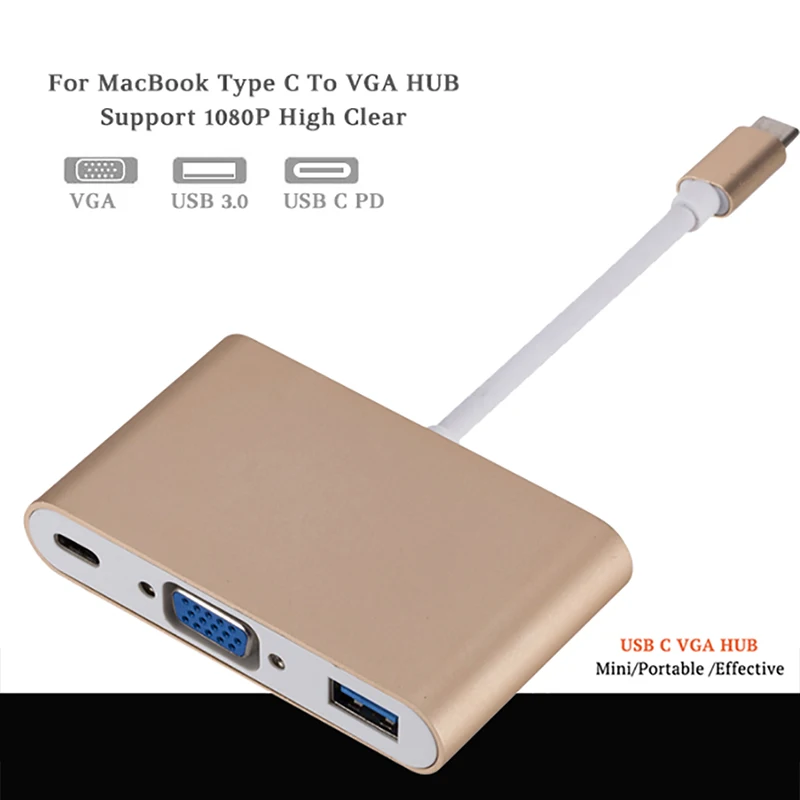 Usb-хаб type C-VGA адаптер для MacBook Air 13 док-станция Hab USB-C концентратор USB 3,0 PD VGA Ноутбук Тип C адаптер сплиттер конвертер