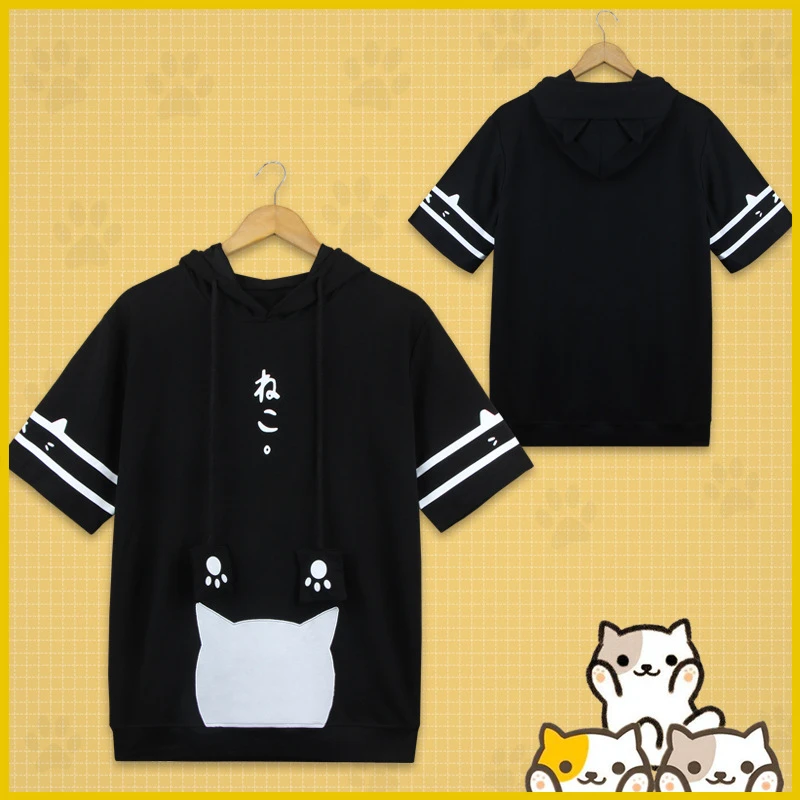 Модные толстовки с капюшоном для косплея рисунком аниме Неко атсум пальто