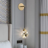 modern minimalist crystal wall lamp living room bedroom bedsize diamond design crystal copper wall light sconces