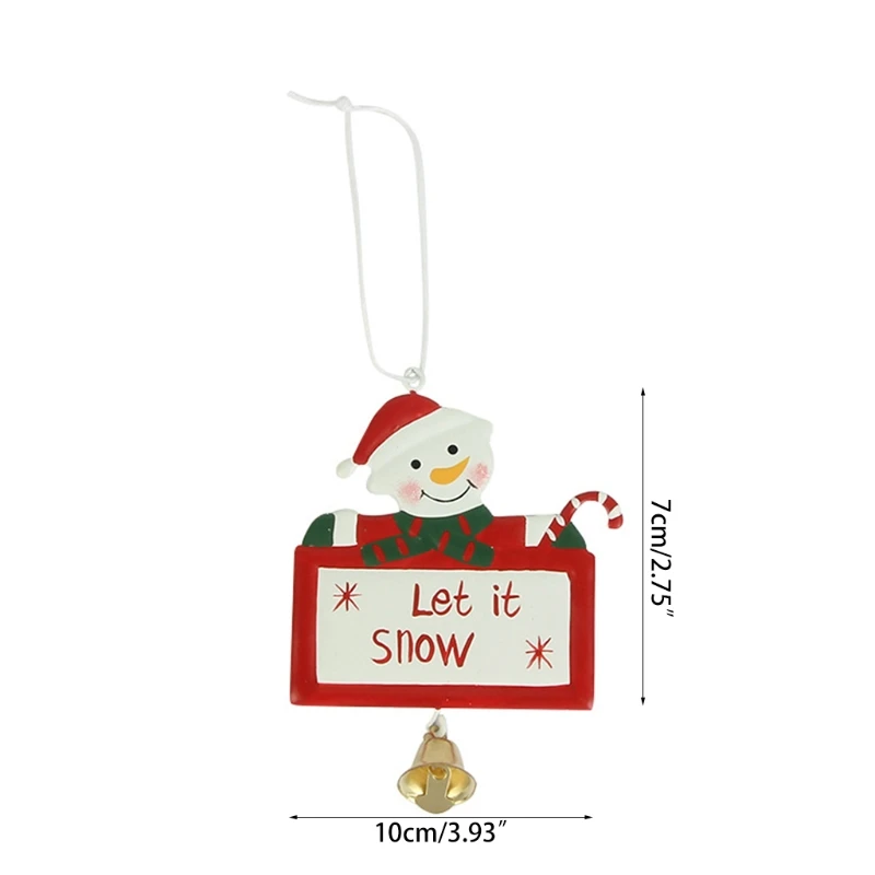 

Christmas Tree Ornament Cartoon Santa Small Hanging Sign with Bells Xmas Pendant K0AA