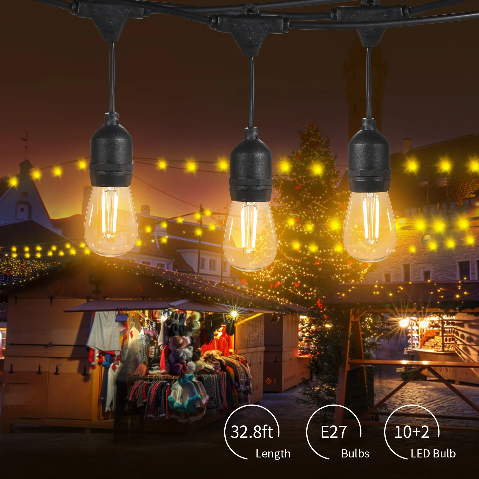 

AC220-240V 15 Вт с радиусом действия 10 м/32.8FT Фея светильник комплект 2 запасные лампы E27 база S14 10 шт. светодиодов нити IP65 вечерние, свадьбы, Рождеств...