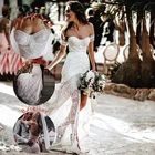Простое кружевное свадебное платье в стиле бохо с юбкой-годе и открытыми плечами, богемное женское пляжное платье невесты, Vestido De Noiva