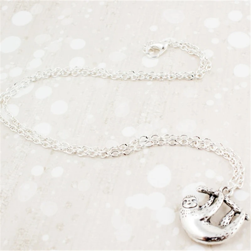 

Sloth Necklace, Animal Necklace, Sloth Jewellery, Sloth Gifts, Silver Color Chain, Cute Animal Jewelry